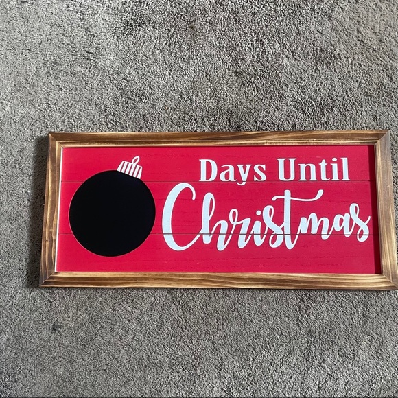 NWT countdown to Christmas chalk wood wall decor sign black red white - Picture 1 of 5